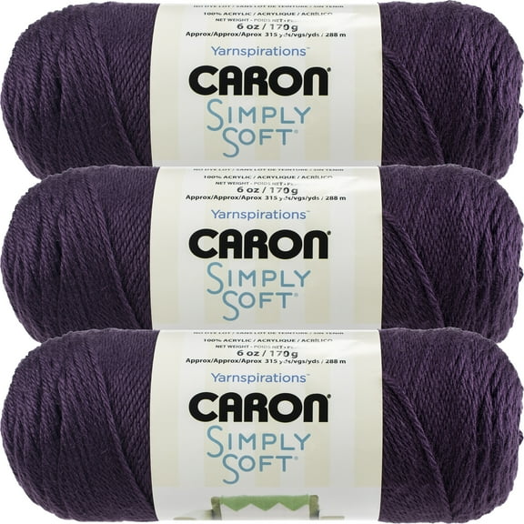 Caron Simply Soft Solids Yarn-Plum Perfect, Multipack Of 3