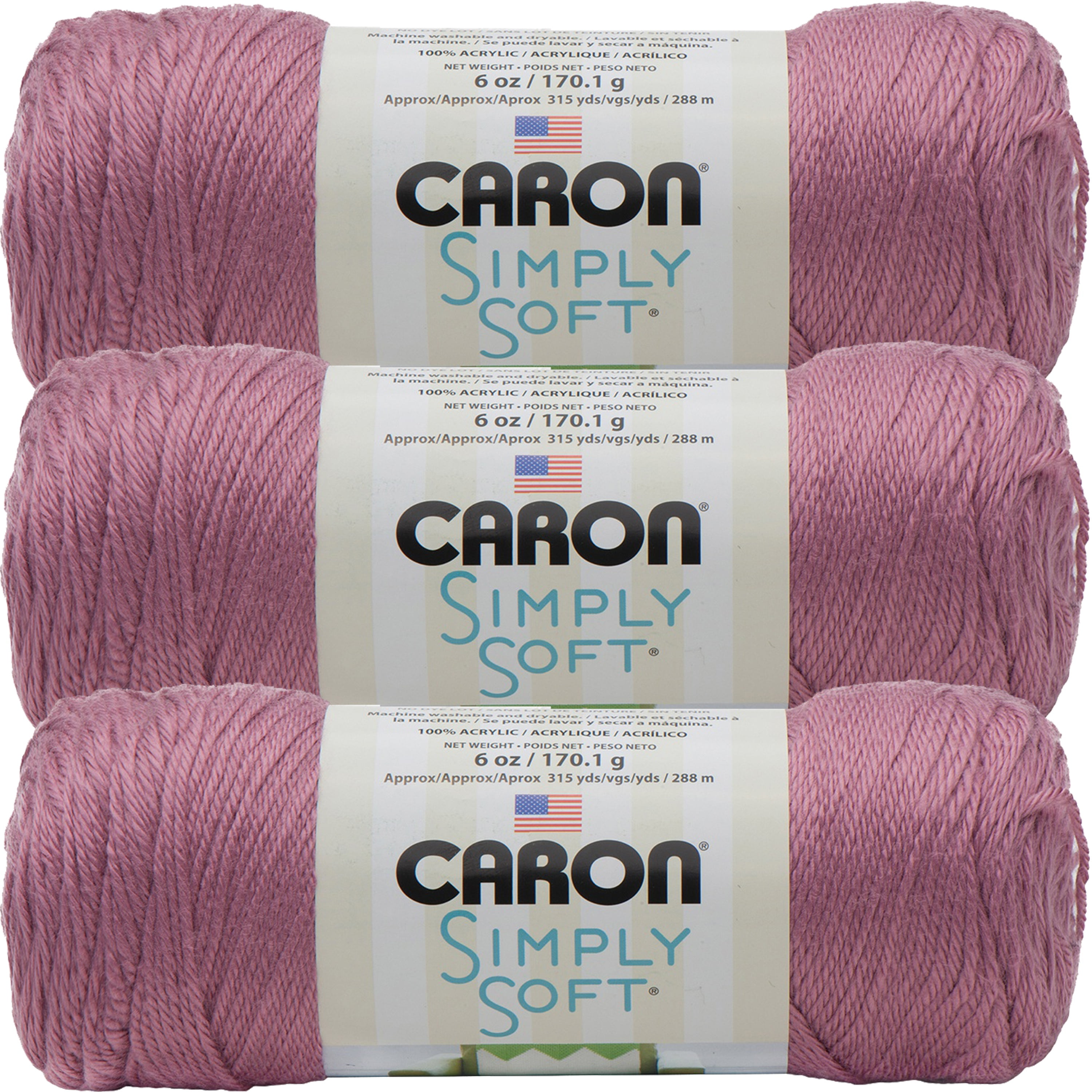 SPINRITE Caron Simply Soft Solids Yarn-Plum Wine, Multipack Of 3