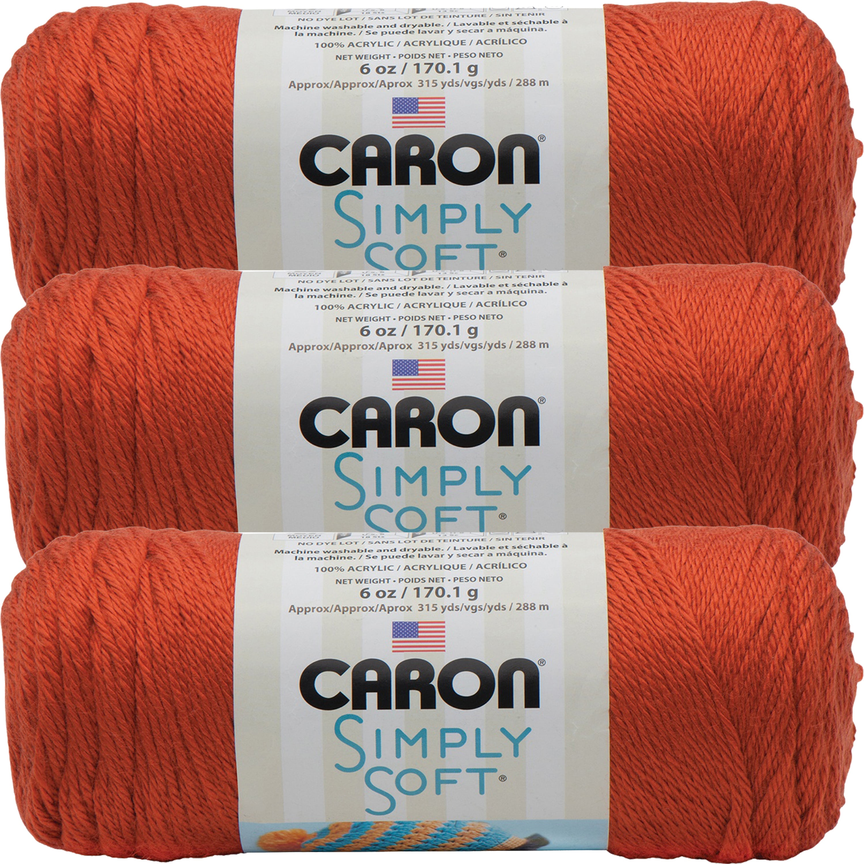 Spinrite Simply Soft Yarn, Pumpkin Orange, 100% Acrylic, Medium Weight ...