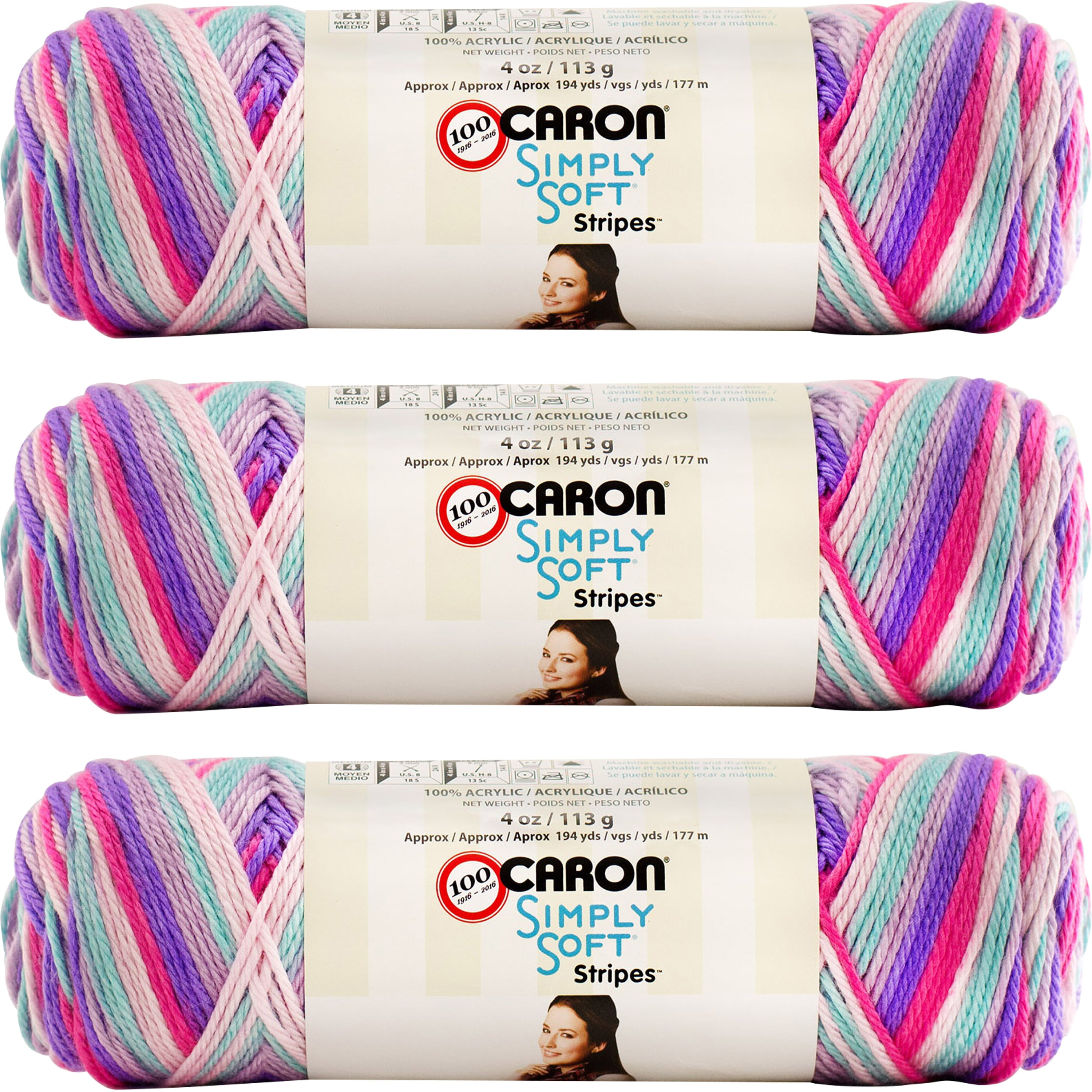 Caron Simply Soft Stripes Yarn Times Square, Multipack of 3