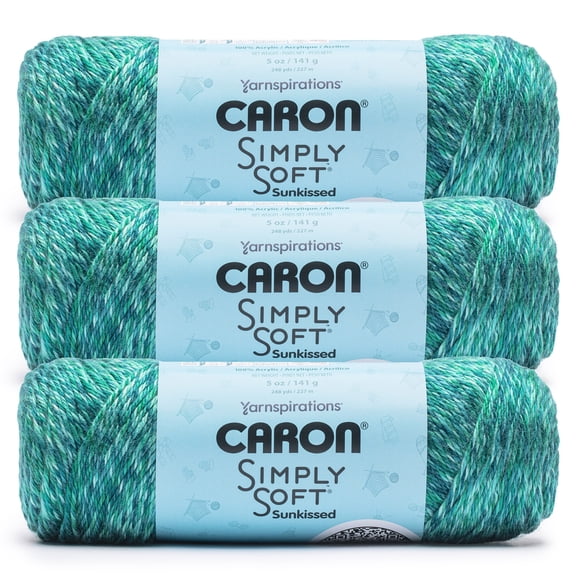 Caron® Simply Soft Sunkissed™ #4 Worsted (Medium) Acrylic Yarn, Turquoise Tonal 5oz/141g 248 Yards (3 Pack)