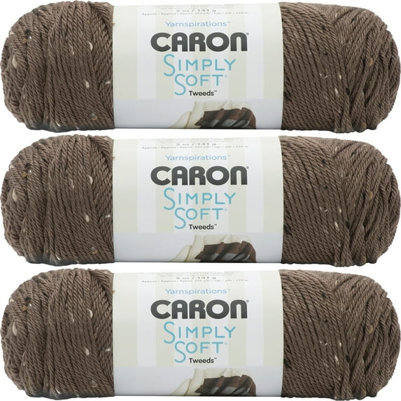 Caron Simply Soft Tweeds Yarn-Taupe, Multipack Of 3