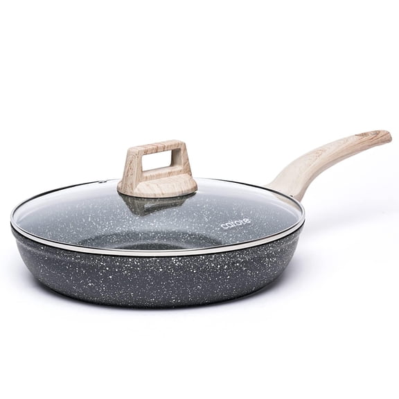 Carote 10Inch Nonstick Frying Pan with Lid Non-Stick Skillet Covered Induction Cookware Set Omelet Pans (Classic Granite, 10-Inch)