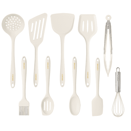 Carote 10Pcs Silicone Kitchen Cooking Utensils Set, Nonstick Cooking Utensil, Dishwasher Safe, White