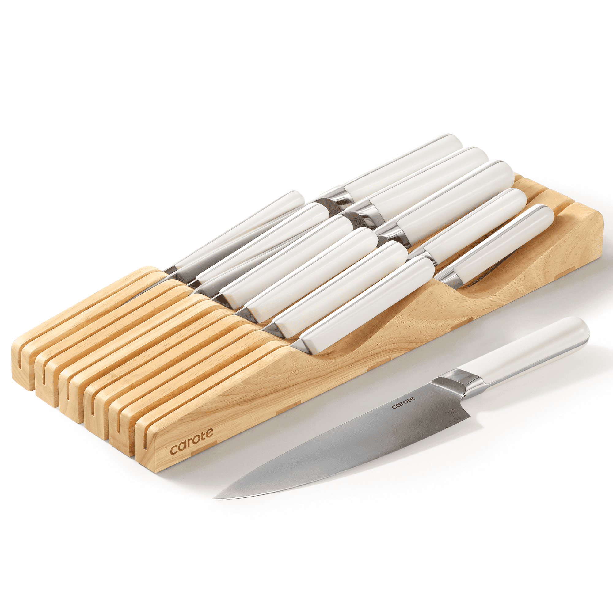 Carote 12PCS Knife Set, Stainless Steel Knife Set with Drawer Store Organizer, Dishwasher Safe