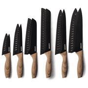 Carote 6Pcs Knife Set with 6Pcs Blade Guards, Black Granite Ceramic Coating, Stainless Steel Blade