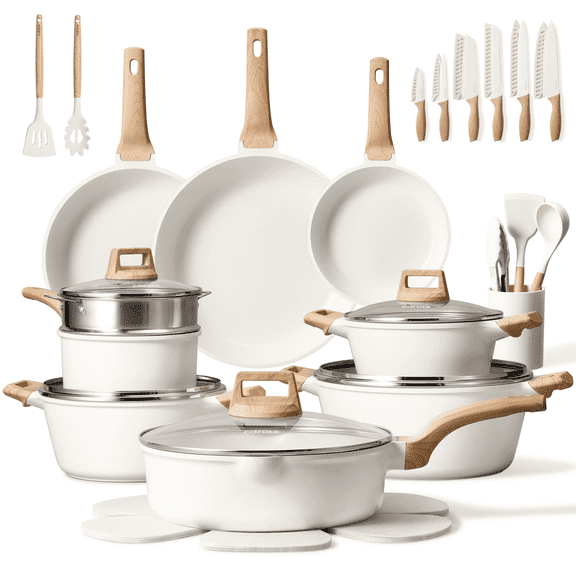Carote 39-Piece Nonstick Pots and Pans Set, Induction Cookware with Granite Coating & Knife Set