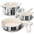 Carote Nonstick Ceramic Cookware Set, Detachable Handle, Stainless ...