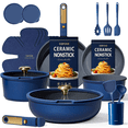 thumbnail image 1 of CAROTE 21-Piece Ceramic Cookware Set , Nonstick Pots and Pans Set with Detachable Handle and Lids, Induction Compatible, Black, 1 of 7