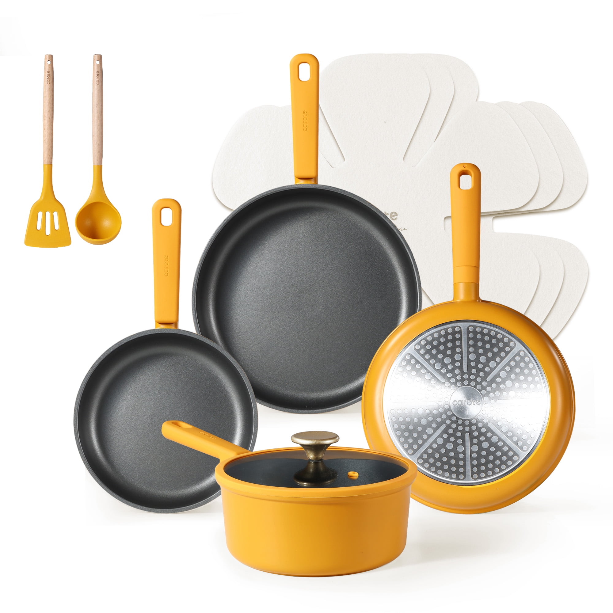 Carote 10 Pcs Kitchen Cookware Sets, Nonstick Pots and Pans Set, Induction Cookware, Lemon Drop