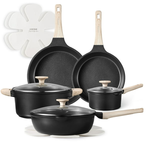 Carote 12 Pcs Pots and Pans Set Nonstick, Kitchen Cookware Sets, Induction Cookware, Black