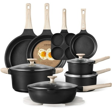 Carote 16 Pcs Pots and Pans Set Nonstick, Kitchen Cookware Sets, Induction Cookware, Black
