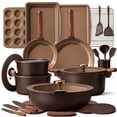 thumbnail image 1 of CAROTE 36-Piece Ceramic Cookware Set ,Detachable Nonstick Pots and Pans Setwith Lids, Induction Compatible, Chocolate, 1 of 10