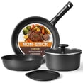 thumbnail image 1 of Carote 6 Pcs Pots and Pans Nonstick, Cookware Set with Detachable Handles, Oven Safe, Induction Ready, Stackable Kitchen Cooking Set, Black, 1 of 8