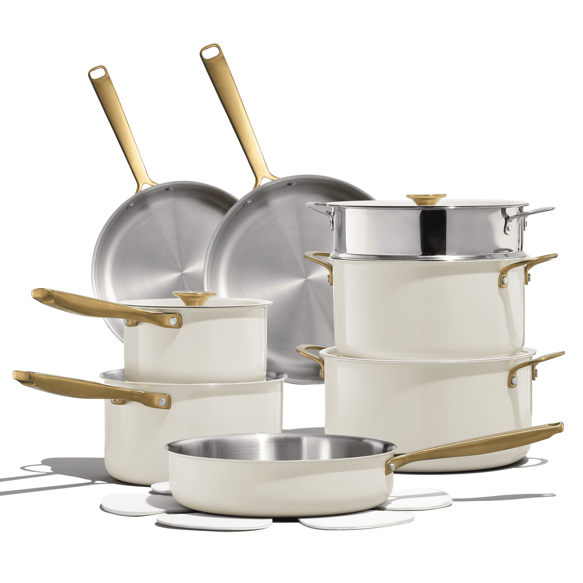 Carote 18-Piece Tri-Ply Stainless Steel Pots and Pans Set, Induction Compatible - White