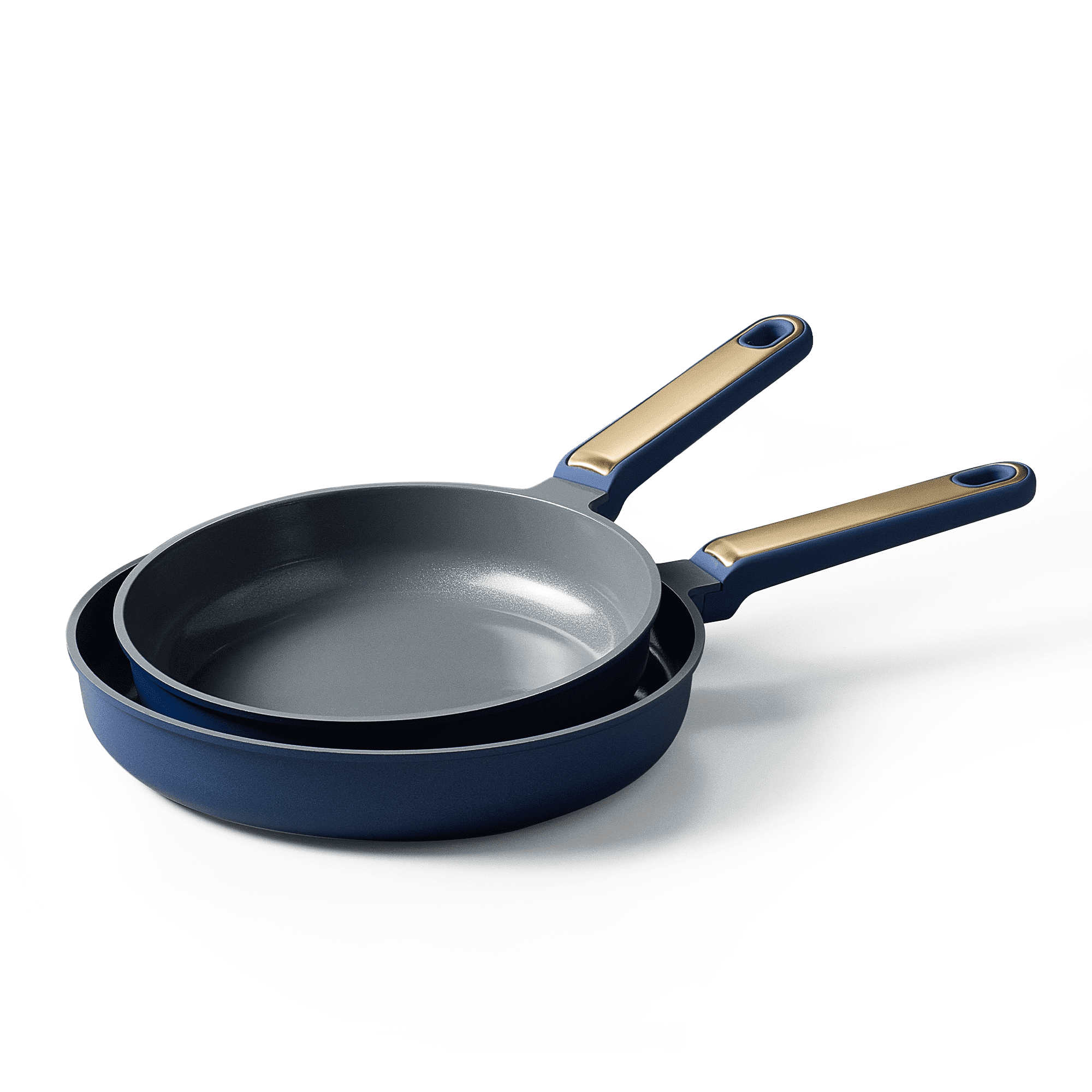 CAROTE Titanium Reinforced Nonstick Frying Pans Skillets 2 piece Set with Lids, Non-Stick Fry Pan Egg Pan with Detachable Handle, PFOS, PFOA Free, Induction Compatible(10-inch & 12-inch), Blue - Thumbnail 2