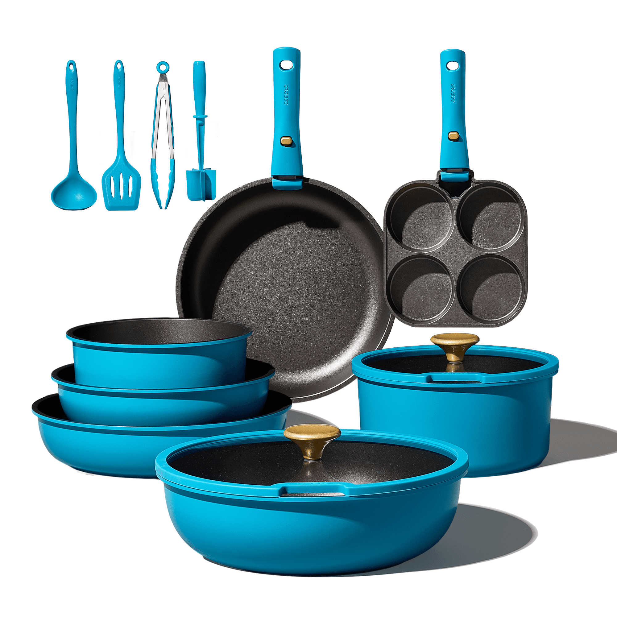 Walmart Black Friday Deals 2025 Carote 21 Pcs Nonstick Cookware Sets, Pots and Pans Set with Detachable Handles, Oven/Dishwasher Safe, Stackable Kitchen Cooking Set, Induction Cookware, Peacock Blue