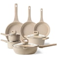 thumbnail image 1 of Carote 11-Piece Pots and Pans Set, Nonstick Cookware with Lids, Induction Compatible Kitchen Cooking Set, Taupe, 1 of 9