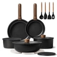 thumbnail image 1 of Carote 19-Piece Nonstick Cookware Sets, Granite Non Stick Pots and Pans with Removable Handles, Oven Safe, Induction Compatible, Black, 1 of 7