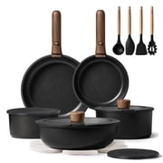 Carote 19-Piece Nonstick Cookware Sets, Granite Non Stick Pots and Pans with Removable Handles, Oven Safe, Induction Compatible, Black