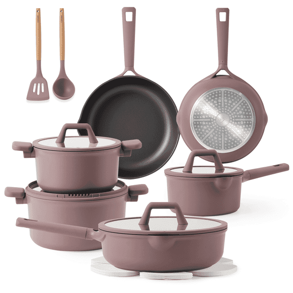 Carote 17 Pcs Nonstick Cookware Sets, Non Stick Pots and Pans Set, Induction Cookware, Dark Purple