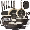 thumbnail image 1 of CAROTE 33-Pieces Ceramic Cookware Set, Nonstick Pots and Pans with Detachable Handles and Lids, Induction Compatible, Diswasher Safe, Black, 1 of 8