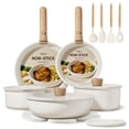 thumbnail image 1 of Carote 19-Piece Nonstick Cookware Sets, Granite Non Stick Pots and Pans with Removable Handles, Oven Safe, Induction Compatible, Cream White, 1 of 7