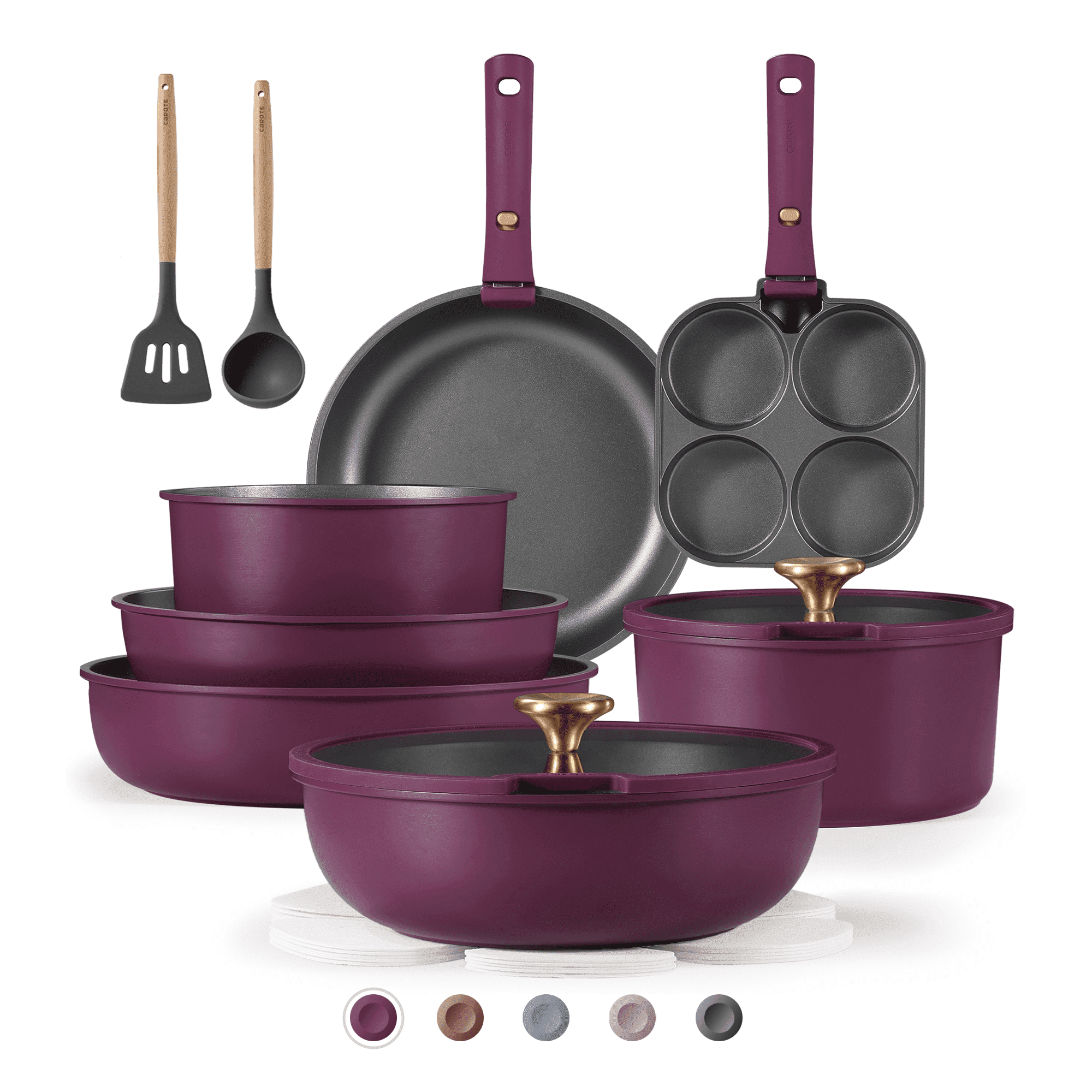 Walmart savings: Carote 20 Pcs Nonstick Cookware Sets, Pots and Pans Set with Detachable Handle, Ultra Violet