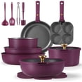 thumbnail image 1 of Carote 20 Pcs Nonstick Cookware Sets, Pots and Pans Set with Detachable Handles, Oven Safe, Induction Cookware, Stackable Kitchen Cooking Set, Ultra Violet, 1 of 9