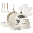 thumbnail image 1 of Carote 20 Pcs Nonstick Cookware Sets, Pots and Pans Set with Detachable Handle, White and Gold, 1 of 6