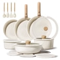 thumbnail image 1 of Carote 22-Piece Nonstick Cookware Sets, Granite Non Stick Pots and Pans with Removable Handles, Oven Safe, Induction Compatible, Cream White, 1 of 7