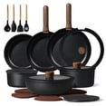 thumbnail image 1 of Carote 22-Piece Nonstick Cookware Sets, Granite Non Stick Pots and Pans with Removable Handles, Oven Safe, Induction Compatible, Black, 1 of 7