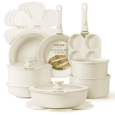 Carote 22pcs Non Stick Pots and Pans, Nonstick Cookware Set Detachable Handle, Induction Cookware