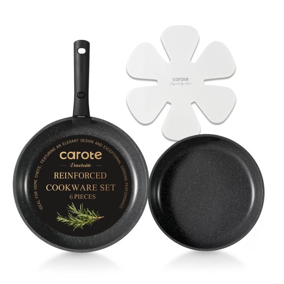 Carote 4 Pcs Nonstick Cookware Set with Detachable Handle, Induction Kitchen Sets Non Stick, Black