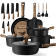 thumbnail image 1 of Carote 25Pcs Nonstick Cookware Sets, Titanium Pots and Pans Non Stick with Knife Set, Black, 1 of 12