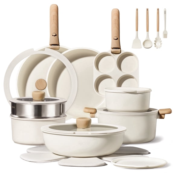 Carote 26 Pcs Nonstick Cookware Sets, Pots and Pans Set with Detachable ...