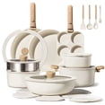 thumbnail image 1 of Carote 26 Pcs Nonstick Cookware Sets, Pots and Pans Set with Detachable Handles, Oven Safe, Induction Cookware, Stackable Kitchen Cooking Set, White, 1 of 7