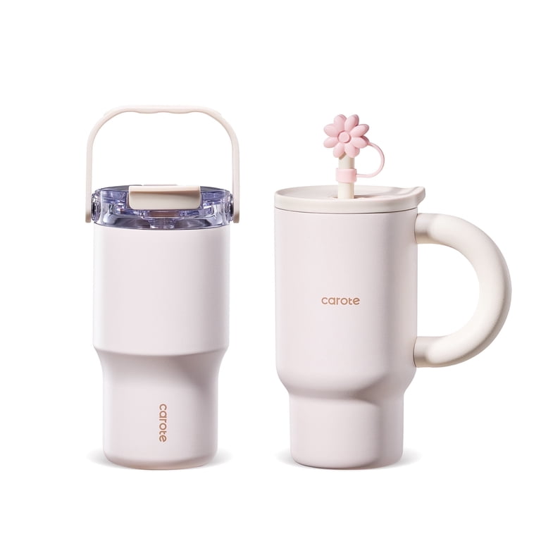 Carote 2-pack, 27 fl oz & 20 fl oz, Insulated Stainless Steel Highlight  Series Water Bottles, Straw/Handle/Cap, Pink - Walmart.com