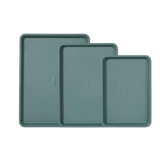 Carote 3-Pc Rectangular Baking Pan Set, Bakeware Set Including 13-15-17 inch Sheet Pan, Deep Olive Green