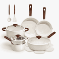 thumbnail image 1 of Carote 15-Piece Ceramic Cookware Set, Nonstick Pots and Pans with Steamer, Induction Compatible, White, 1 of 6
