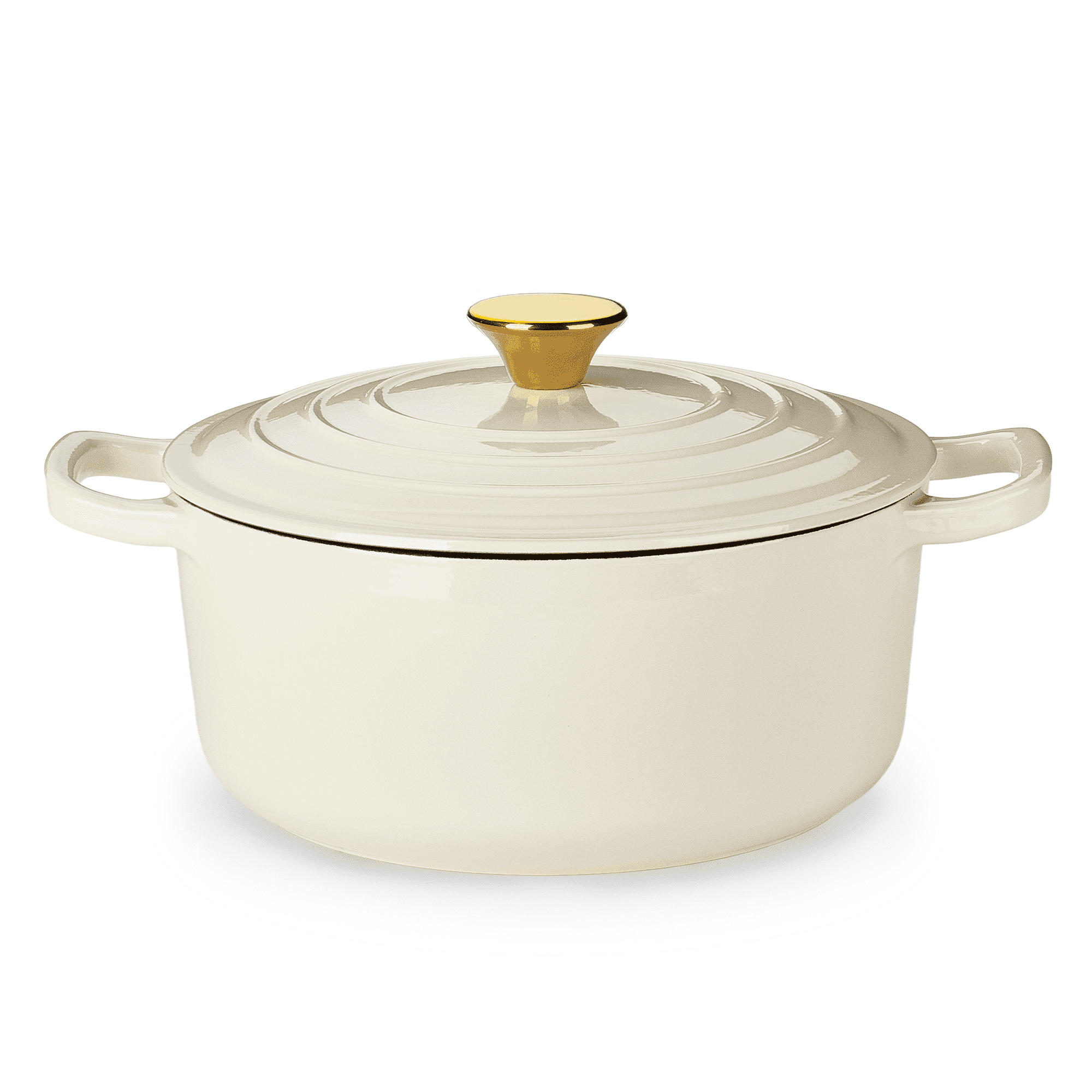 Carote 4.5QT Enamel Cast Iron Dutch Oven, 9.5 Inch Round Soup Pot with Lid, Induction Compatible, White