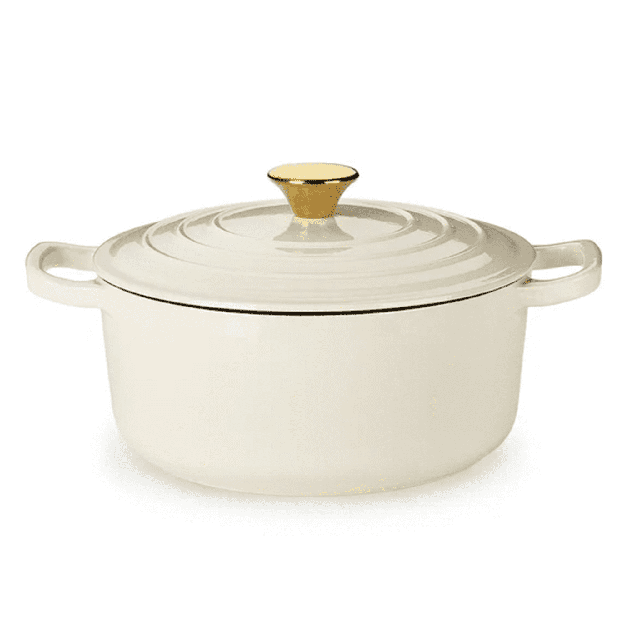 CAROTE 4.5QT Enamel Cast Iron Dutch Oven, 9.5 Inch Round Soup Pot with Lid, Induction Compatible, White