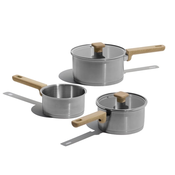 Carote 5-Piece Stainless Steel Saucepan Set with Lids, 1QT/1.5QT/3QT Small Induction Cooking Pots for Everyday Use