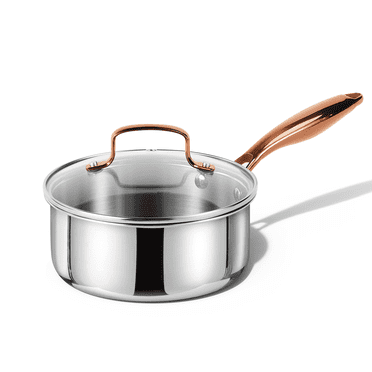 Carote 2 QT Tri-Ply Clad Stainless Steel Sauce Pan Set with Stay-Cool Handles,Durable Induction Cookware Sets with Lids