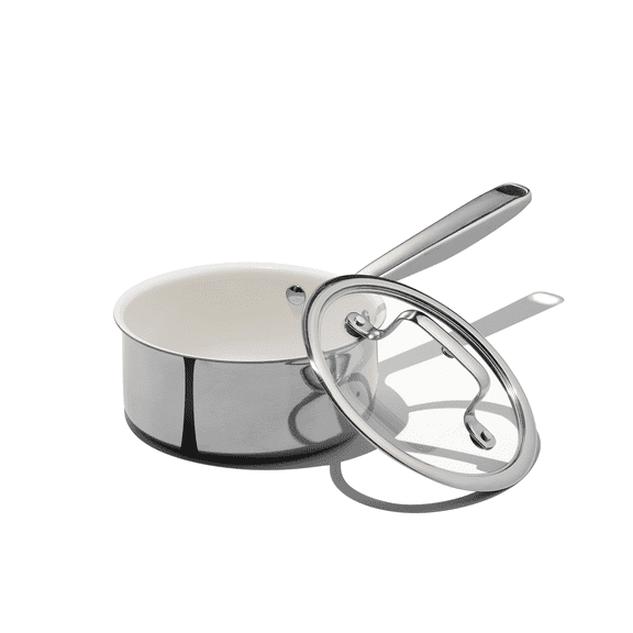 Carote 2QT Tri-Ply Stainless Steel Ceramic Nonstick Saucepan, Induction Ready