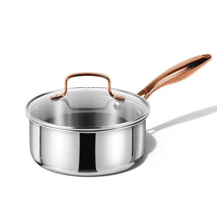 Carote 2QT Tri-Ply Stainless Steel Saucepan with Lid, Small Induction Cooking Pot