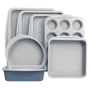 Carote 7Pieces Baking Pans Set Nonstick, Premium Carbon Steel Non Toxic Stackable Bakeware Sets for Kitchen, Scratch-Resistant, Oven Bake Sheets for Baking, Cake Pan, Roasting Pan, Muffin Pan, Blue