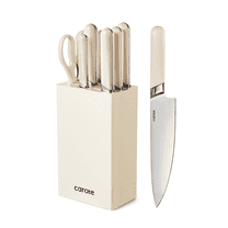 Carote 8PCS Kitchen Knife Block Set, Razor-Sharp Blade, Essential Set with Block, Dishwasher Safe