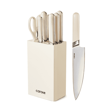 Carote 8PCS Kitchen Knife Block Set, Razor-Sharp Blade, Essential Set with Block, Dishwasher Safe
