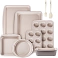 thumbnail image 1 of CAROTE 9-Piece Stackable Nonstick Bakeware Set, Includes Cookie Sheet, Muffin, Bread, Cake, Loaf & Roasting Pans, Gray & Khaki, 1 of 7